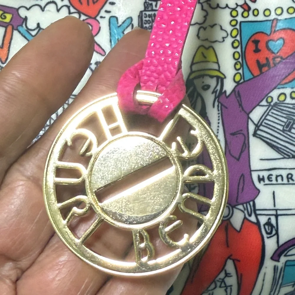 Henri Bendel Pink and Orange Satchel with Graphic Design - Picture 2 of 16